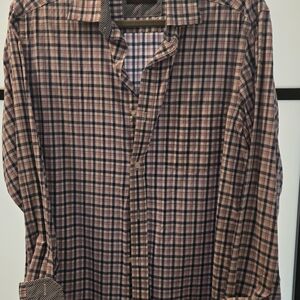 JOHNSTON & MURPHY Plaid Shirt - M With Pocket 15 1/2 Neck 31" Sleeve